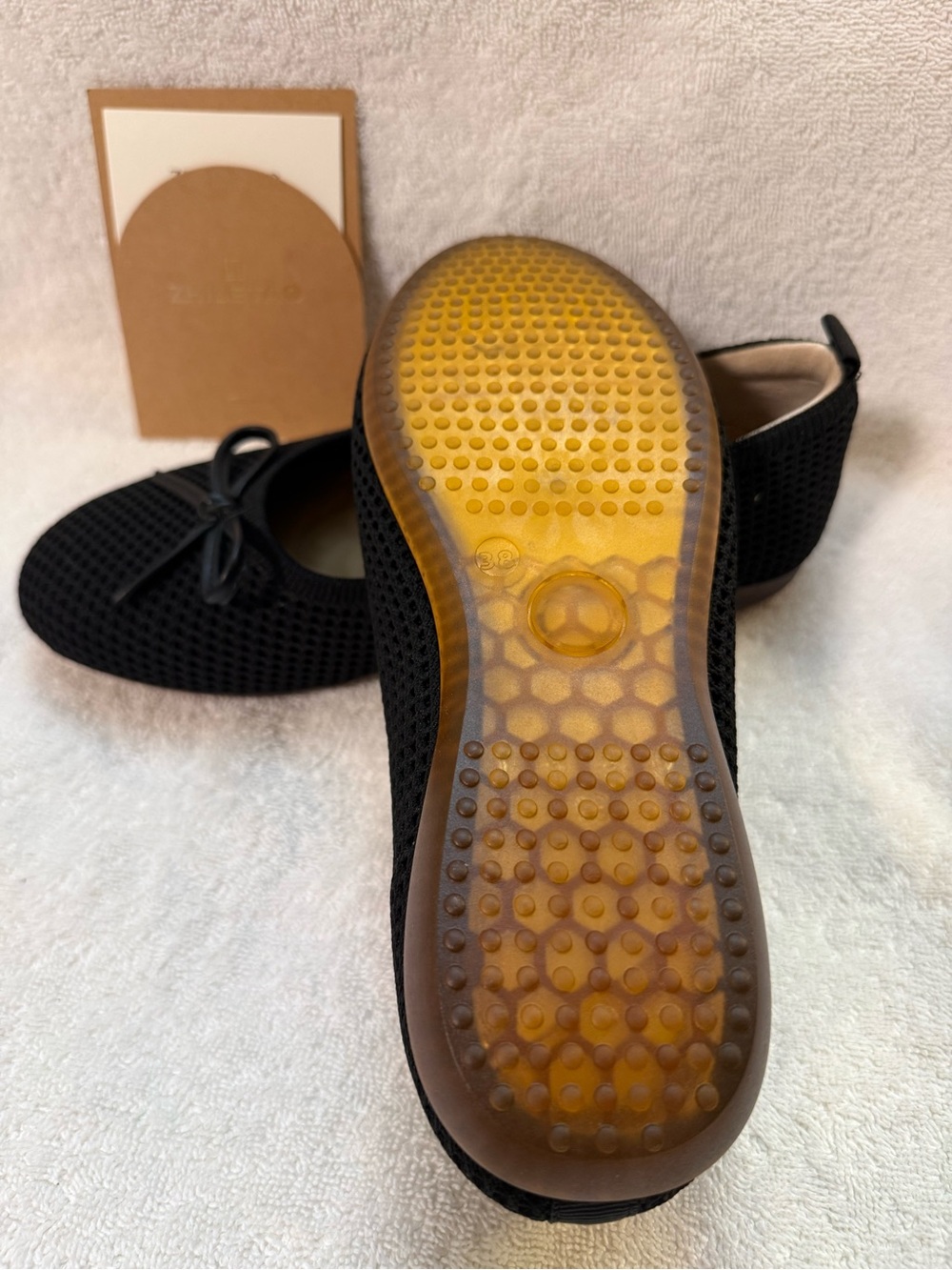 Black Mesh Ballet Flats with Bow. Bundle shoes were deeper discount. - Picture 6 of 13
